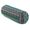 ETHNO Collection: Yoga-Bolster (rund), Jacquard-Webstoff, schwarz-weiß-grün gem., Dinkelhülsen, 1 st, bodhi