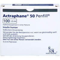 Actraphane 50 Penfill 100I./ml Injekt.susp. in ZAM, 5x3 ml, Novo Nordisk Pharma GmbH