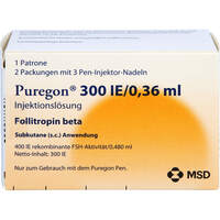 Puregon 300 I.E./0.36ml Zyl.amp. + 6 Pen Inj.Nadel, 1 st, Organon Healthcare GmbH