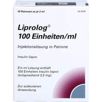 Liprolog 100 E/ml Patrone, 10x3 ml, Lilly Deutschland GmbH