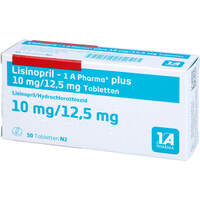 Lisinopril 1 A Pharma plus 10mg/12.5mg Tabletten, 50 st, 1 A Pharma GmbH