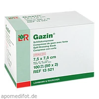 GAZIN Schlitzkompresse 7.5x7.5cm 8fach steril, 50x2 Stück, Lohmann & Rauscher GmbH & Co. KG