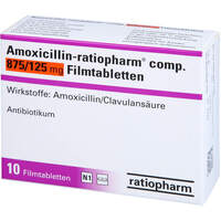 Amoxicillin-ratiopharm comp.875mg/125mg Filmtabl, 10 Stk., ratiopharm GmbH