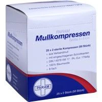 MULLKOMPRESSEN STERIL 5X5 8F, 25x2 Stück, Param GmbH