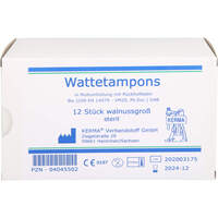 WATTETAMPONS WALNUSS STERIL MULLUMHUELLUNG, 12 st, Kerma Verbandstoff GmbH