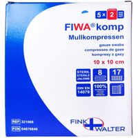 Mullkompressen steril 10x10cm 8-fach, 5x2 st, Fink & Walter GmbH