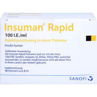 Insuman Rapid 100I.E./ml Patrone Zylinderamp., 10x3 ml, Orifarm GmbH