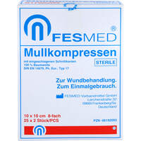 MULLKOMPRESSEN STERIL 10X10 ES 8F, 25x2 st, Fesmed Verbandmittel GmbH