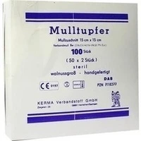 MULLTUPFER HANDGEF.STERIL WALLNUSSGROSS 15x15CM, 50x2 Stück, Kerma Verbandstoff GmbH