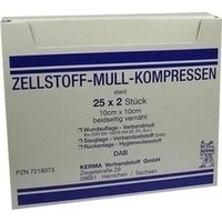 ZELLSTOFF MULLKOMPRESSEN 10CMX10CM STERIL, 25x2 Stück, Kerma Verbandstoff GmbH