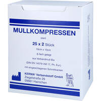 MULLKOMPRESSEN BW 8FACH STERIL 10CMx10CM, 25x2 st, Kerma Verbandstoff GmbH