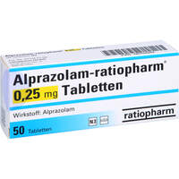 Alprazolam-ratiopharm 0.25mg Tabletten, 50 st, ratiopharm GmbH