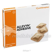 ALLEVYN Adhesive 7,5x7,5cm haftende Wundaufl., 3 Stk., Smith & Nephew GmbH