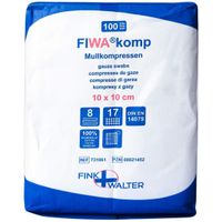 Mullkompressen 10x10cm unsteril 8-fach, 100 st, Fink & Walter GmbH