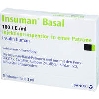 Insuman Basal 100 IE/ml Patrone, 5x3 ml, Sanofi-Aventis Deutschland GmbH