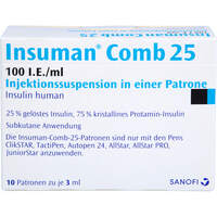 Insuman Comb 25 100 IE/ml Patrone, 10x3 ml, Sanofi-Aventis Deutschland GmbH
