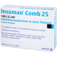 Insuman Comb 25 100 IE/ml Patrone, 10x3 ml, Sanofi-Aventis Deutschland GmbH