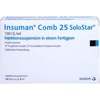 Insuman Comb 25 100 I.E./ml Solostar Fertigpen, 10x3 ml, Orifarm GmbH