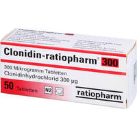 Clonidin-ratiopharm 300 Mikrogramm Tabletten, 50 Stk., ratiopharm GmbH Clonidin-ratiopharm 300 Mikrogramm Tabletten, 50 Stk., ratiopharm GmbH