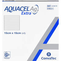 AQUACEL Ag Extra 15x15cm Kompressen, 5 st, Aca Müller/Adag Pharma AG