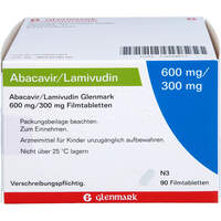 Abacavir/Lamivudin Glenmark 600 mg/300 mg Filmtabl, 90 st, Glenmark Arzneimittel GmbH