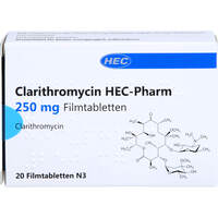 Clarithromycin HEC-Pharm 250 mg Filmtabletten, 20 st, Hec Pharm GmbH
