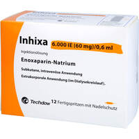 Inhixa 6.000 IE (60 mg)/0.6 ml ILO F-Sp.+Sich-Sys., 12 st, Techdow Pharma Germany GmbH