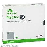 MEPILEX AG 10x10 cm Schaumverband, 5 Stück, + Prisoma GmbH