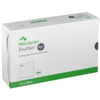 Exufiber Ag+ 4.5x20cm Gelbildender Faserverband ms, 10 st, Mölnlycke Health Care GmbH