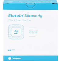 BIATAIN Silicone Ag Schaumverband 7.5x7.5 cm, 5 st, MFG Handel GmbH