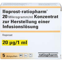 Iloprost-ratiopharm 20 ug/ml K. z. H. e. Inf. 20ug, 5x1 ml, ratiopharm GmbH