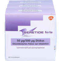 Seretide forte 50 ug/500 ug Diskus Einzeldos.Inh-P, 3x60 Stk., Eurimpharm Arzneimittel GmbH