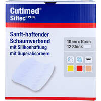 CUTIMED Siltec Plus Schaumverb.10x10 cm haftend, 12 st, Tora Pharma GmbH