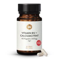 VITAMIN B12+CALCIUM Citrat Kapseln a 500 ug, 60 st, Sunday Natural Products GmbH