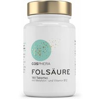 Cosphera Folsäure Tabletten 800 ug Folat m Vit. B9, 180 st, Ayursana GmbH