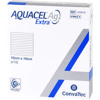 AQUACEL Ag Extra 10x10 cm Kompressen, 10 st, Docpharm GmbH