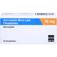 Atorvastatin Micro Labs 20 mg Filmtabletten, 30 Stk., Micro Labs GmbH Atorvastatin Micro Labs 20 mg Filmtabletten, 30 Stk., Micro Labs GmbH