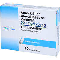 Amoxicillin/Clavulansäure Zentiva 500mg/125mg, 10 Stk., Zentiva Pharma GmbH Amoxicillin/Clavulansäure Zentiva 500mg/125mg, 10 Stk., Zentiva Pharma GmbH