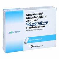 Amoxicillin/Clavulansäure Zentiva 500mg/125mg, 10 Stk., Zentiva Pharma GmbH Amoxicillin/Clavulansäure Zentiva 500mg/125mg, 10 Stk., Zentiva Pharma GmbH