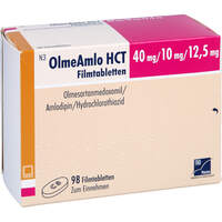 OlmeAmlo HCT 40 mg/10 mg/12.5 mg Filmtabletten, 98 Stk., TAD Pharma GmbH OlmeAmlo HCT 40 mg/10 mg/12.5 mg Filmtabletten, 98 Stk., TAD Pharma GmbH