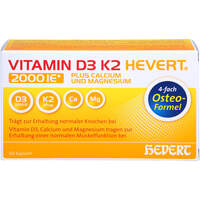 VITAMIN D3 K2 Hevert plus Ca Mg 2000 IE/2 Kapseln, 60 Stk., Hevert-Arzneimittel GmbH & Co. KG