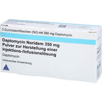 Daptomycin Noridem 350 mg Pulv.z.H.e.Inf./Inj.lös., 5 st, Demo Pharmaceuticals GmbH