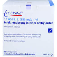 Clexane 15.000 I.E. (150mg) 1ml Fertigspritze, 20 st, Sanofi-Aventis Deutschland GmbH