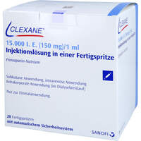 Clexane 15.000 I.E. (150mg) 1ml Fertigspritze, 20 st, Sanofi-Aventis Deutschland GmbH