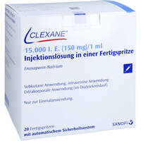Clexane 15.000 I.E. (150mg) 1ml Fertigspritze, 20 st, Sanofi-Aventis Deutschland GmbH