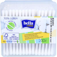 bella cotton Wattestäbchen mit Papierschaft Box, 200 st, Tzmo Deutschland GmbH