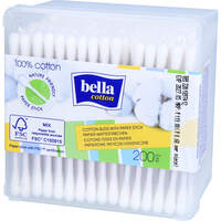 bella cotton Wattestäbchen mit Papierschaft Box, 200 st, Tzmo Deutschland GmbH
