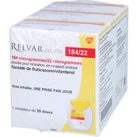 Relvar Ellipta 184 ug/22 ug einzeldos. Inh.P., 3x30 st, Eurimpharm Arzneimittel GmbH