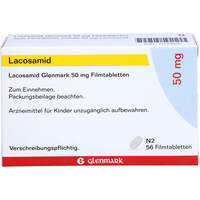 Lacosamid Glenmark 50 mg Filmtabletten, 56 Stk., Glenmark Arzneimittel GmbH