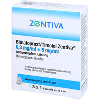 Bimatoprost/Timolol Zentiva 0.3mg/ml + 5mg/ml ATR, 3x3 ml, Zentiva Pharma GmbH